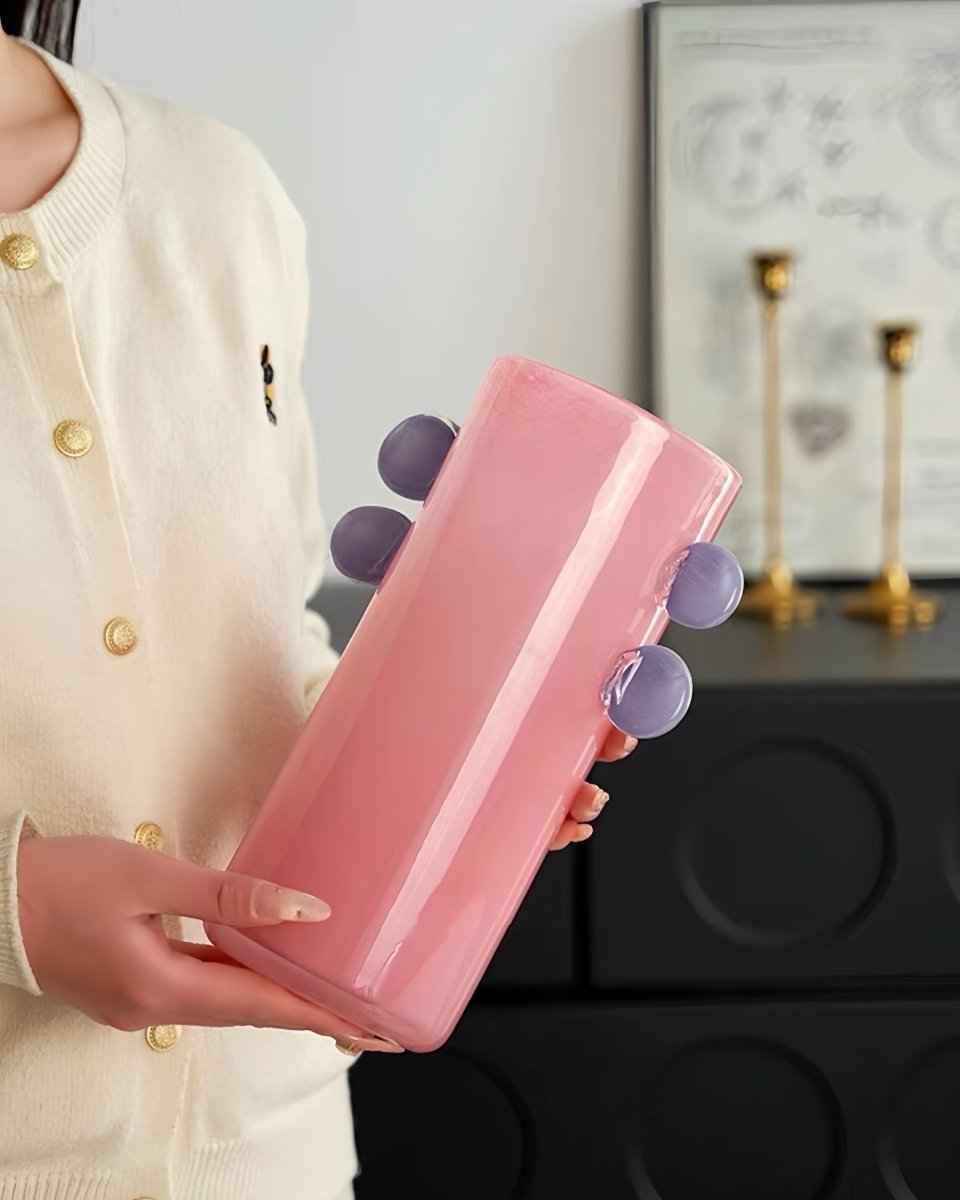 Handblown Whimsical Cylinder Vase - Eclectic Table Setting Centrepieces